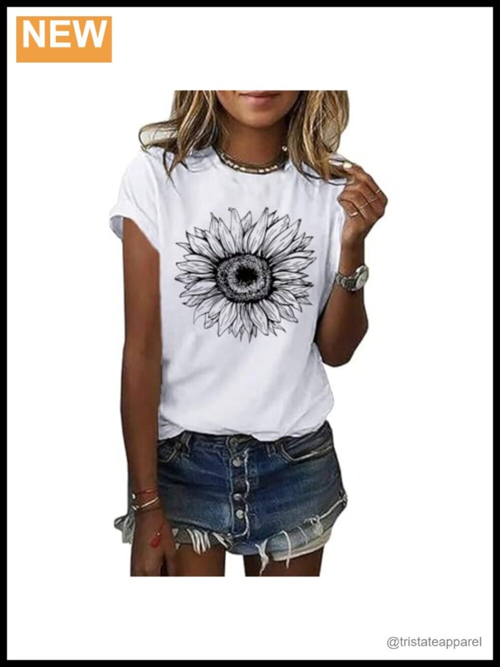 Cute Floral Graphic Tee Shirt Soft Cotton Regular Fit Crew Neck